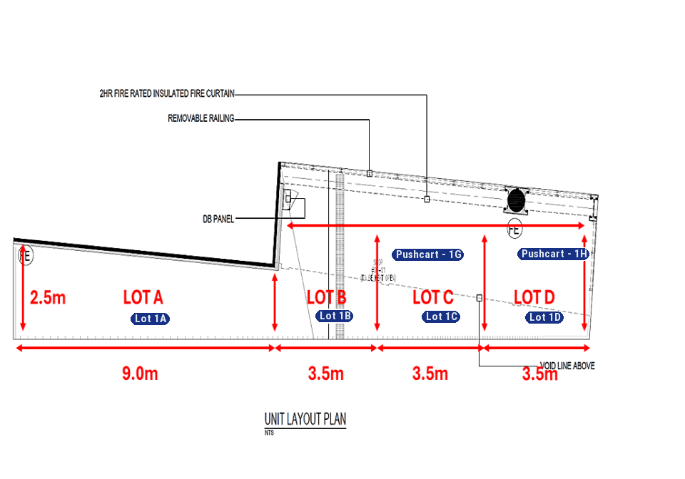 Floor plan: Level 1 Event Spaces & Pushcarts