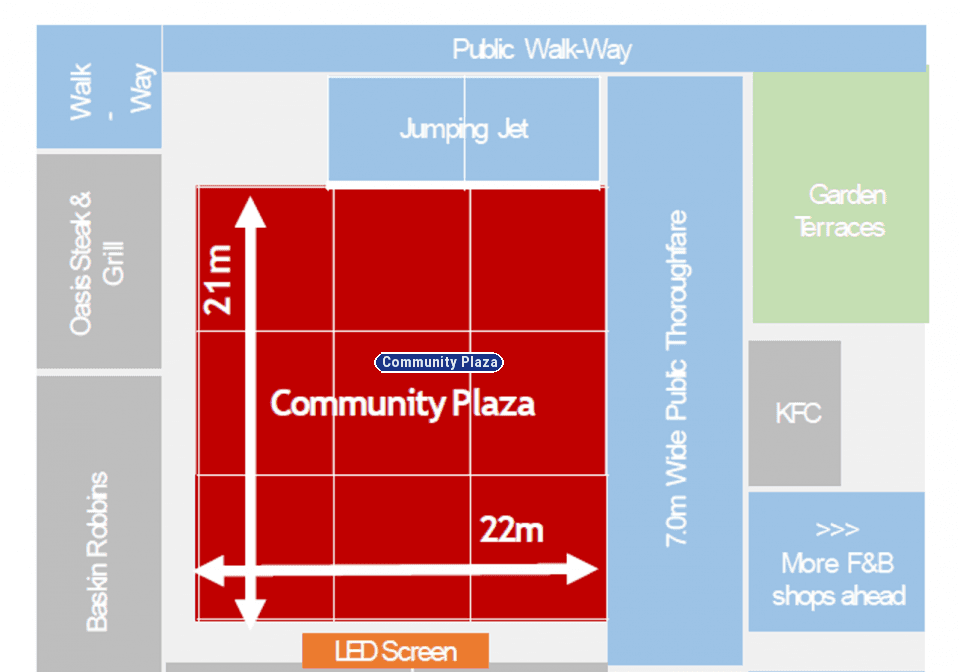 Floor plan: Level 1 Community Plaza